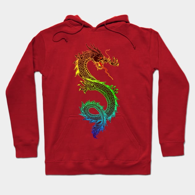 Amphiptere in Neon Fire Mythical Wyvern Dragon Creature Hoodie by Gregorous Design